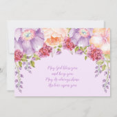 美しい初の聖なる聖餐会紫の金ゴールドフローラ 招待状 (裏面)