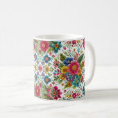 美しい刺カラフルしゅうスタイルの花 コーヒーマグカップ (正面右)