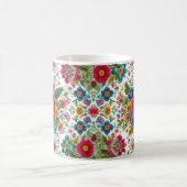 美しい刺カラフルしゅうスタイルの花 コーヒーマグカップ (中央)