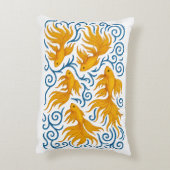 美しい刺繍の金色の魚 アクセントクッション (裏面(縦))