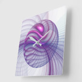 美しい動き抽象芸術フラクタルアートピンク スクエア壁時計 (傾斜)