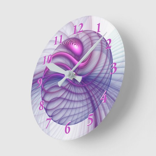 美しい動き抽象芸術フラクタルアートピンク ラウンド壁時計 (傾斜)