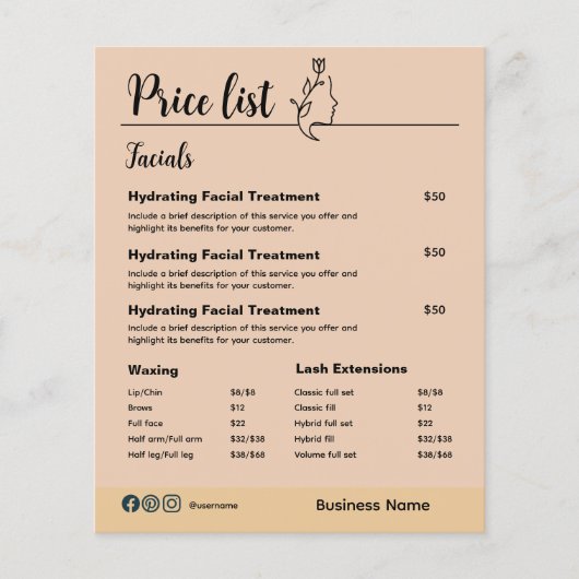 美しい化粧品の気にスキンプライスリストメニュー チラシ (正面)