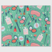 美しい化粧品パターングリーンギフトラップ ラッピングペーパー (フラット)