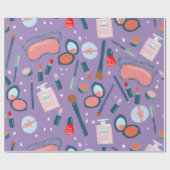 美しい化粧品パターンパープルギフトラップ ラッピングペーパー (フラット)