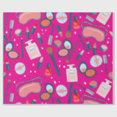 美しい化粧品パターンピンクギフトラップ ラッピングペーパー (フラット)