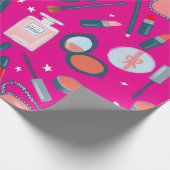 美しい化粧品パターンピンクギフトラップ ラッピングペーパー (角)