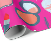 美しい化粧品パターンピンクギフトラップ ラッピングペーパー (ロールコーナー)