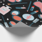 美しい化粧品パターンブラックギフトラップ ラッピングペーパー (角)