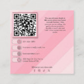 美しい化粧品気に肌写真の追加QRコードピンク スクエア名刺 (裏面)