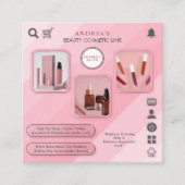美しい化粧品気に肌写真の追加QRコードピンク スクエア名刺 (正面)