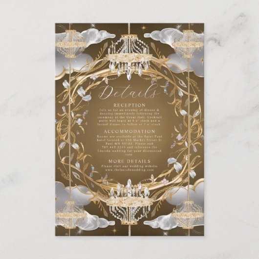 美しい化膿性金ゴールドとクリスタル結婚ズ エンクロージャーカード (正面)