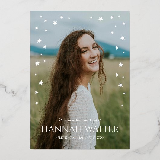 美しい北スターお祝い・オブ・ライフ 箔招待状 (正面)