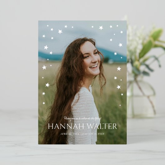 美しい北スターお祝い・オブ・ライフ 箔招待状 (立ち正面)