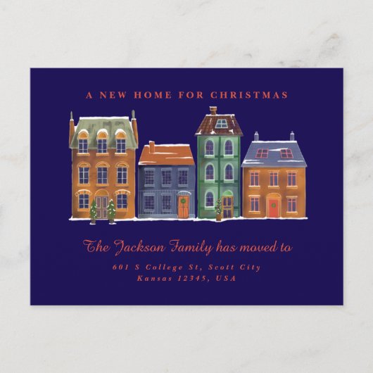 美しい北欧タウンビュースノーシーナリー ポストカード (正面)