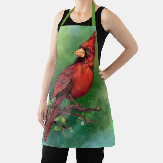 美しい北赤い（鳥）ショウジョウコウカンチョウの絵画鳥の芸術  エプロン (インサイチュ)