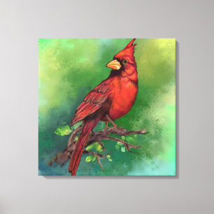 美しい北赤い(鳥)ショウジョウコウカンチョウの絵画鳥の芸術 キャンバスプリント