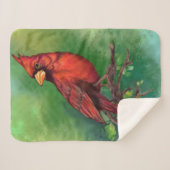 美しい北赤い（鳥）ショウジョウコウカンチョウの絵画鳥の芸術  シェルパブランケット (正面(横))