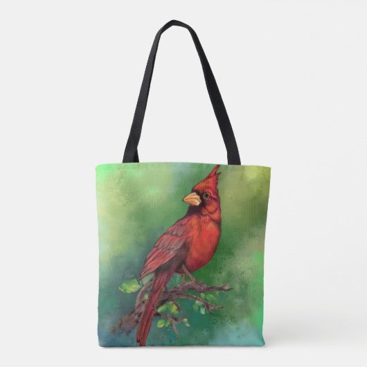 美しい北赤い（鳥）ショウジョウコウカンチョウの絵画鳥の芸術  トートバッグ (裏面)