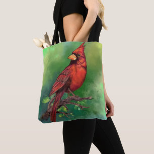 美しい北赤い(鳥)ショウジョウコウカンチョウの絵画鳥の芸術 トートバッグ