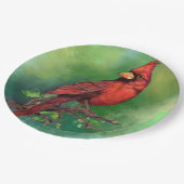 美しい北赤い（鳥）ショウジョウコウカンチョウの絵画鳥の芸術  ペーパープレート (アングル)