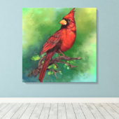 美しい北赤（鳥）ショウジョウコウカンチョウ絵画の鳥 キャンバスプリント (インサイチュ (ウッドフロア))
