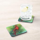 美しい北赤（鳥）ショウジョウコウカンチョウ絵画の鳥 コースター (右側)