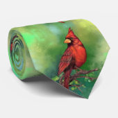 美しい北赤(鳥)ショウジョウコウカンチョウ絵画の鳥 ネクタイ (ロール)