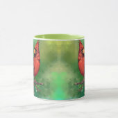 美しい北赤(鳥)ショウジョウコウカンチョウ絵画の鳥 マグカップ (中央)