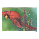 美しい北赤（鳥）ショウジョウコウカンチョウ絵画の鳥 枕カバー (正面)