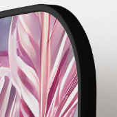 美しい半透明ピンクの葉のパターン ピックルボールラケット (左詳細)