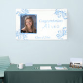 美しい卒業ブルーグリッターつる植物スターズバン 横断幕 (トレードショー)