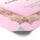 美しい卒業証書ピンク金ゴールド ポスター (角)