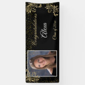 美しい卒業金ゴールドグリッター紙吹雪 横断幕 (縦)