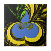 美しい南アフリカの黄色と青の芸術 タイル (正面)