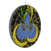美しい南アフリカの黄色と青の芸術 ダーツボード (正面左)