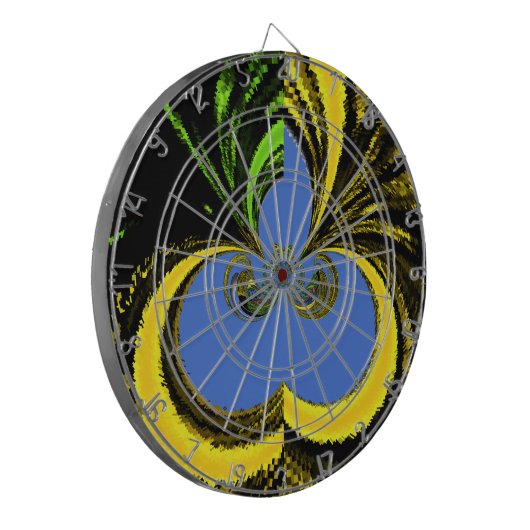 美しい南アフリカの黄色と青の芸術 ダーツボード (正面左)