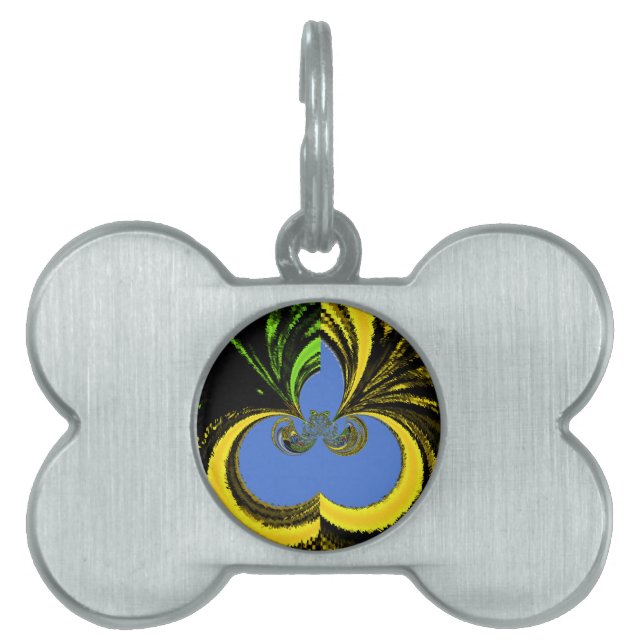 美しい南アフリカの黄色と青の芸術 ペットネームタグ (正面)