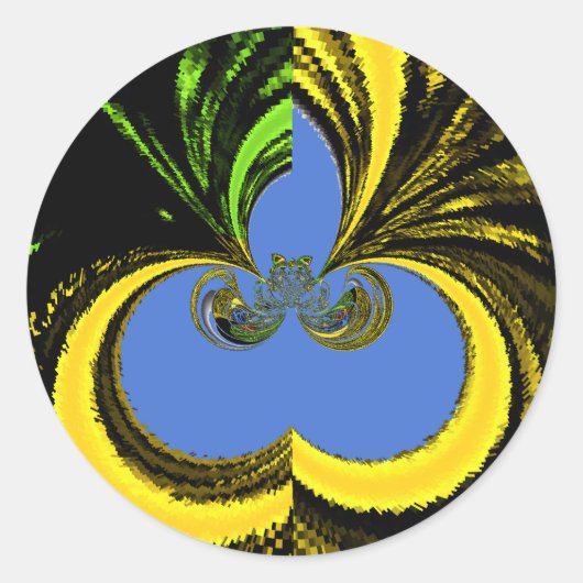 美しい南アフリカの黄色と青の芸術 ラウンドシール (正面)