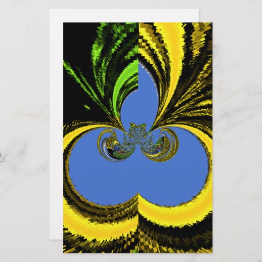 美しい南アフリカの黄色と青の芸術 便箋 (正面/裏面)