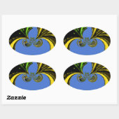 美しい南アフリカの黄色と青の芸術 楕円形シール (シート)