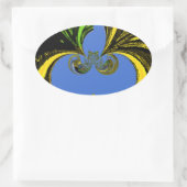 美しい南アフリカの黄色と青の芸術 楕円形シール (バッグ)