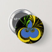 美しい南アフリカの黄色と青の芸術 缶バッジ (正面&裏面)