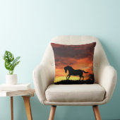 美しい南西の色の馬と夕日 クッション (椅子)
