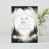 美しい印刷可能な魅力的な結婚森 セーブザデート (スタンド正面)