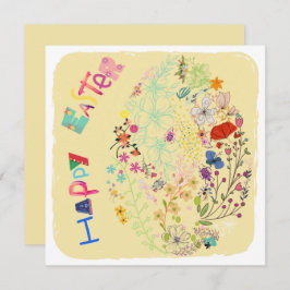 美しい卵カラフルフローライースターカード