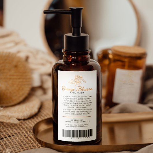 美しい原料バーコードラベルオレンジ色の花 ワインラベル