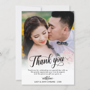 美しい原稿の写真の結婚式 サンキューカード