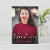 美しい原稿の卒業の発表の写真カード サンキューカード (スタンド正面)