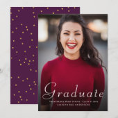 美しい原稿の卒業の発表の写真カード サンキューカード (正面/裏面)